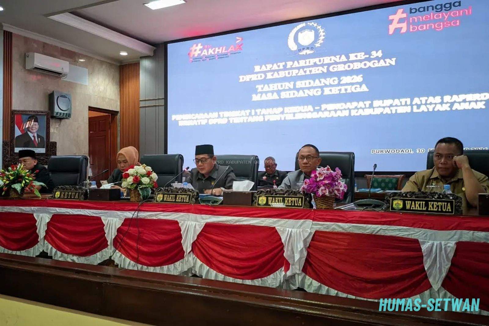 Dewan Perwakilan Rakyat Daerah Kabupaten Grobogan Gelar Rapat Paripurna Ke-34: Bahas Raperda Inisiatif Kabupaten Layak Anak